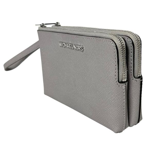 NWOT MICHAEL KORS Women’s Gray Double Zip Wallet Wrislet - Picture 3 of 9